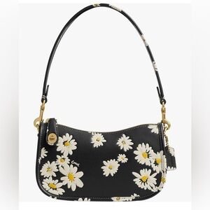 Coach Womens Swinger 20 handbag, black florall